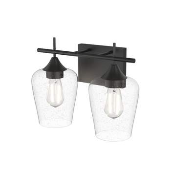 Tangkula 2/3-Light Wall Sconce Vanity Light Fixture with Clear Seeded Glass Lampshade