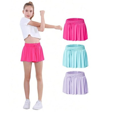 Mocamel 3 Picks Girls Butterfly Shorts Elegant Sport Tennis Cheerleading Skirt Shorts Quick Dry and Medium Elastic Dance Running Sport Costume