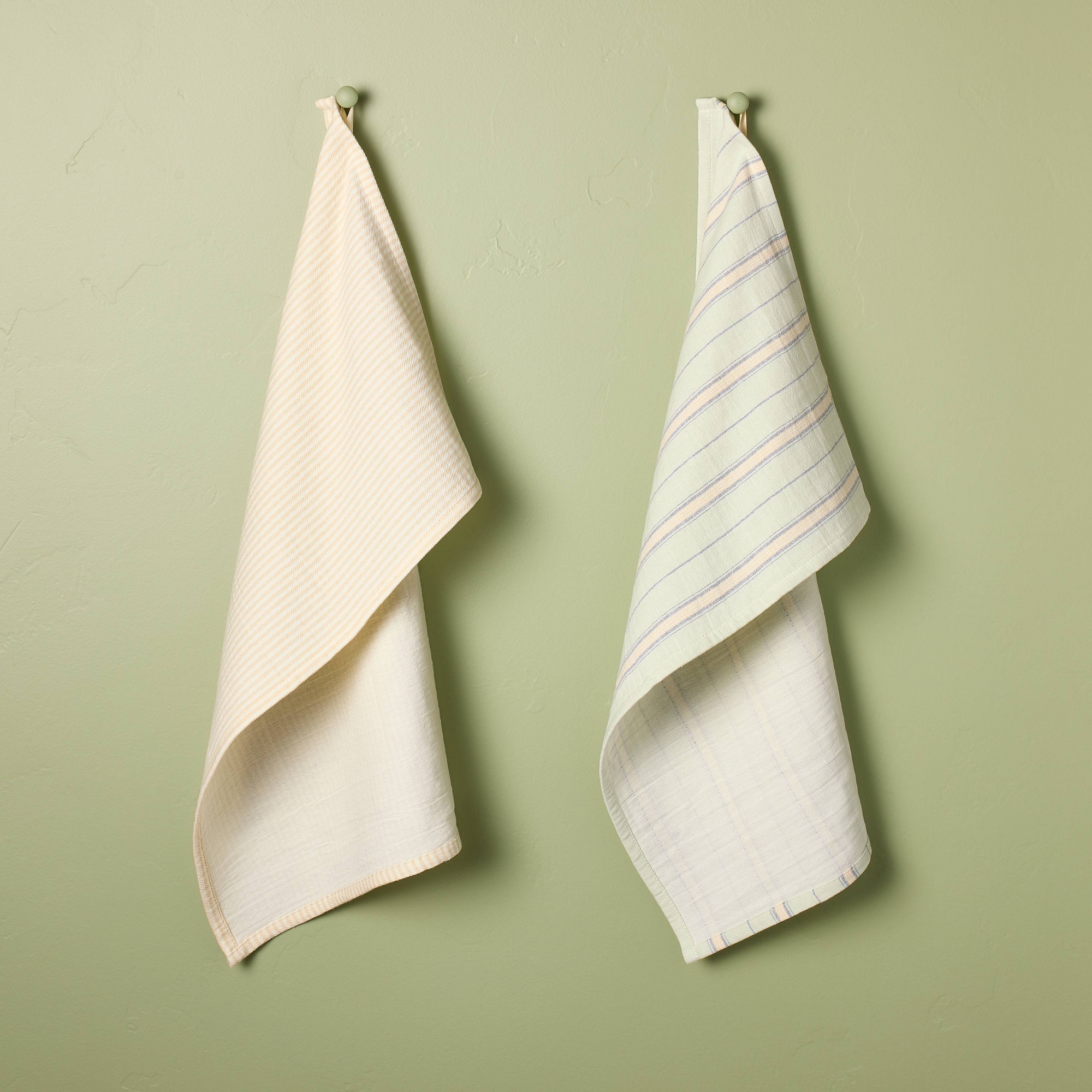 Set of 2 Striped Kitchen Towels Blue/Natural - Hearth & Hand™ with Magnolia