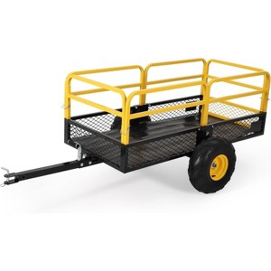Clearance, ATV UTV Trailer Tow Behind Dump Cart, Heavy Duty Garden Utility Trailer with Removable Sides, All Terrain Tires, Pull Behind - 1 of 4