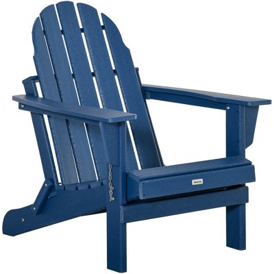 Outsunny Folding Adirondack Chair, Outdoor Fire Pit Seating HDPE Lounger Chair for Patio Deck and Lawn Furnitur