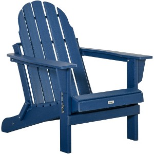 Outsunny Folding Adirondack Chair, Outdoor Fire Pit Seating HDPE Lounger Chair for Patio Deck and Lawn Furnitur - 1 of 4