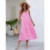 Womens Spaghetti Strap Sundress V Neck Tiered Dress Adjustable Strap Keyhole Cover Up Dresses for Beaches Sleeveless Beach Dress - Pink,2XL - 4 of 4