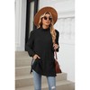 Coolmee Womens Tunic Tops Casual Fall Turtleneck Long Sleeve Shirts Oversized Sweaters Side Split Shirts with Pockets - 2 of 4