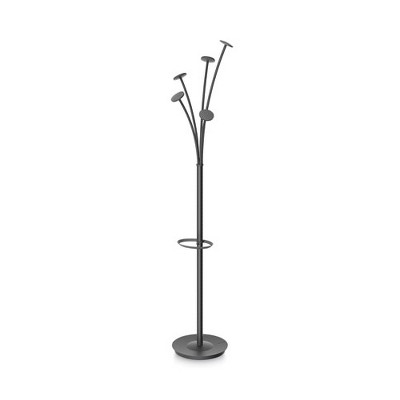 Alba Festival Coat Stand with Umbrella Holder, Five Knobs, 14w x 14d x 73.67h, Black