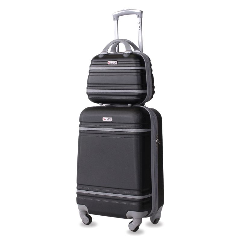 AMKA Varsity 2-Piece Carry-On Spinner Weekender Bag Luggage Sets, 1 of 8