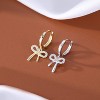 Solid 925 Sterling Silver Bow Drop Hoop Earrings for Women Teens Bowknot Hoop Earrings Huggie Ribbon Earrings - 4 of 4