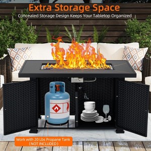 44" Propane Fire Pit Table, Outdoor Fire Table with Electronic Ignition, Dual-Use Rattan & Tempered Glass Design,for Patio, Garden, Backyard - 1 of 4