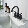 WOWOW 4 in. Centerset Double Handle High Arc Bathroom Faucet with Drain Kit Included - 2 of 4