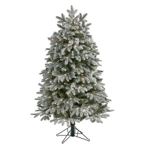 5ft. Flocked Fir Artificial Christmas Tree with 300 Warm White Lights, Instant Connect & 511 Branches – Easy-Setup X-Mas Tree - 1 of 4
