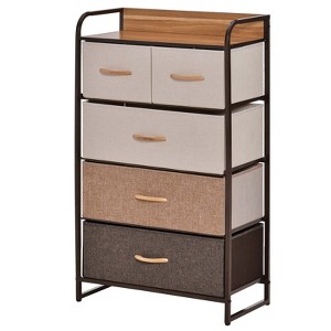 FONTOI Storage Cube Dresser with 5 Drawers, Bedroom Organizer Unit, Shelf Tower with Bins for Living Room, Closets, Brown, 11.5"*39"*22.8" - 1 of 4
