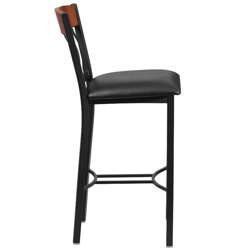 Flash Furniture Vertical Back Metal and Wood Restaurant Barstool with Vinyl Seat, 4 of 6