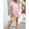 Womens Maternity Dress Swiss Dot V Neck Short Sleeve Button Down Summer Casual Baby Shower Mini Dresses - 2 of 4