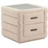 Nightstand 17.3" H, Beige – Shearling Style Fabric, Tempered Glass Top & MDF Frame By Zuo Modern - 2 of 4