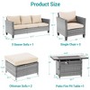 Sonkuki 6 Pieces Patio Sofa with Rectangle Fire Pit Table and Ottomans, Wicker Conversation Couch, Navy Blue Cushion - 3 of 4