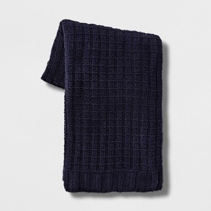 Chenille Throw Blanket Navy - Threshold , Blue