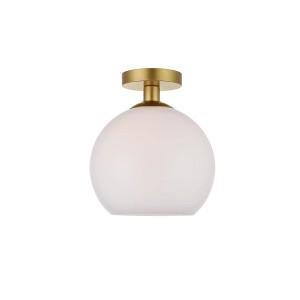 Elegant Lighting Baxter 1 Light Brass Flush Mount With Frosted White Glass - 1 of 4