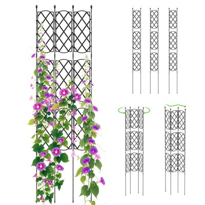 Tangkula Garden Trellis Outdoor Plant Support Frame with Adjustable Shapes Ground Stakes Rustproof PE Coating Pipes 1/2pcs