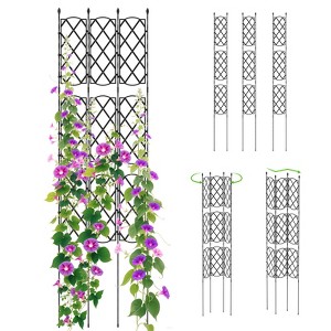 Tangkula Garden Trellis Outdoor Plant Support Frame with Adjustable Shapes Ground Stakes Rustproof PE Coating Pipes 1/2pcs - 1 of 4