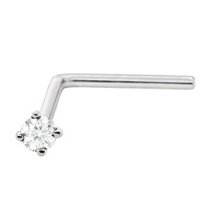 Jewelry Avalanche 22G 14K Gold L-shape Nose Stud with Moissanite - 1 of 2