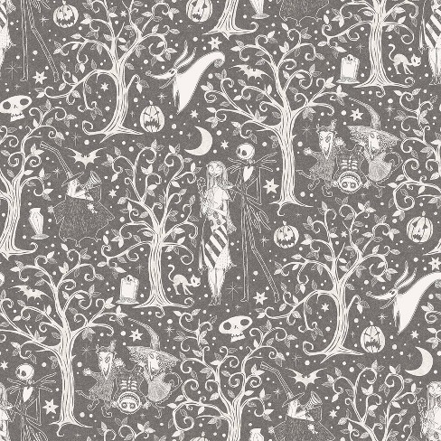 Disney Tim Burton's The Nightmare Before Christmas Forest Kids' Peel and Stick Wallpaper Gray - image 1 of 4