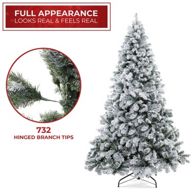 6ft Snow-Flocked Pine Artificial Christmas Tree with Metal Stand