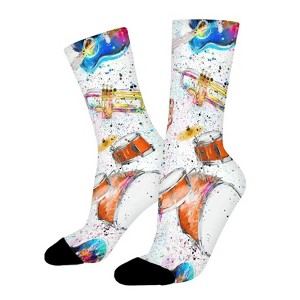 Music Instruments Women Printed Crew Socks Funny Funky Socks Soft Polyester Novelty Gifts for Artists Men - 1 of 4