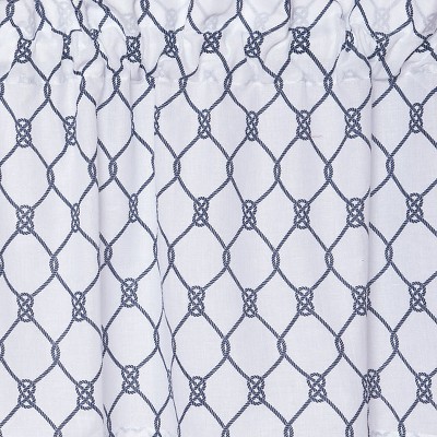 Nautical Navy and White Cotton Rod Pocket Valance