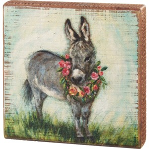 Primitives by Kathy Floral Donkey Home Décor Easter Block Sign - 1 of 3
