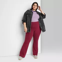 Women's Plus Size High-Waisted Flare Leggings - Wild Fable™ Berry Red 4X