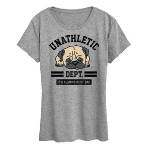 Women's - Instant Message - Unathletic Department Pug Short Sleeve Graphic T-Shirt - 1 of 4
