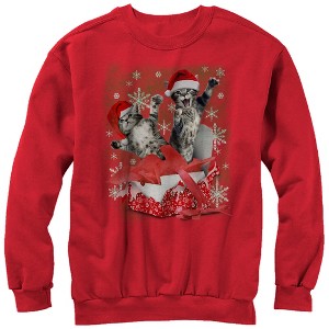 Men's Lost Gods Ugly Christmas Gift Surprise Kitten Sweatshirt - 1 of 3