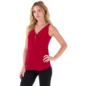 Rekucci Women’s Ultra Soft Sleeveless Tank with Chic Front Zipper – Stylish, Comfortable Top for Work, Travel, or Casual Wear - 1 of 4
