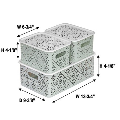 Blush The Lakeside Collection Set of 3 Stackable Lace-Design Bins with Lids