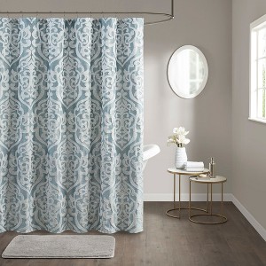 Elegant Textured Jacquard Bathroom Shower Curtain – 72x72 Inches of Opulence - 1 of 4