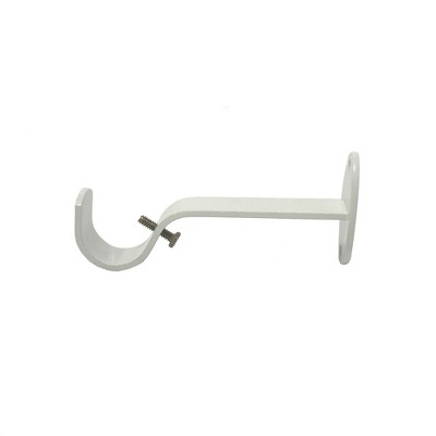 White Faux Wood Adjustable Curtain Rod with Ball Finials