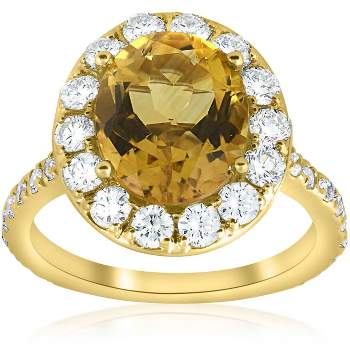 Pompeii3 4 1/2 cttw Oval Citrine Diamond Halo Vintage Ring Engagement 14k Yellow Gold