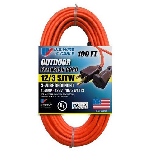 100 ft. x 12/3 Gauge Outdoor Extension Cord, Orange