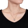 EVERLY JEWELRY | 10K Rose Gold 8 - 8.5 MM Cultured Freshwater Pearl and Diamond Swirl Halo Necklace - 17 inch - 3 of 4