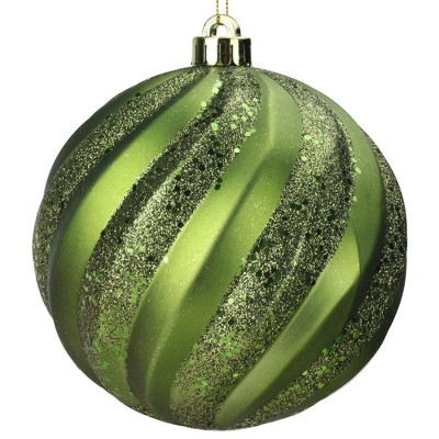 Northlight 6" Glitter Swirl Shatterproof Christmas Ball Ornament - Olive Green