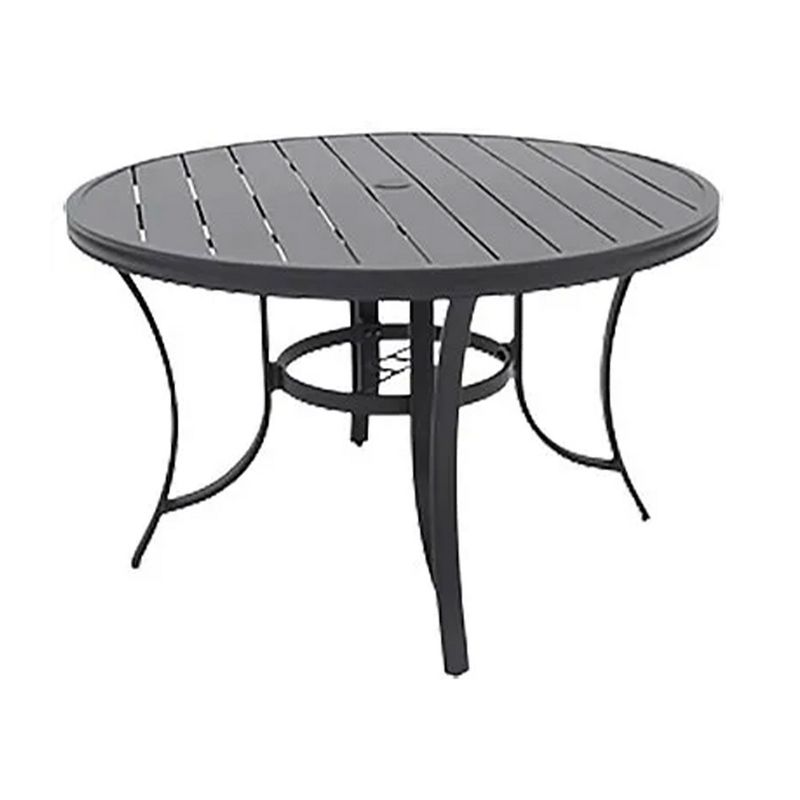 Four Seasons Courtyard Palermo Aluminum Slat Top Dining Table with Umbrella Hole and C Spring for Kitchen and Dining Room Tables, Gray, 1 of 7