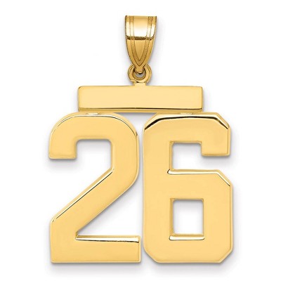 Black Bow Jewelry 14k Yellow Gold, Athletic Collection, Large Polished Number 26 Pendant