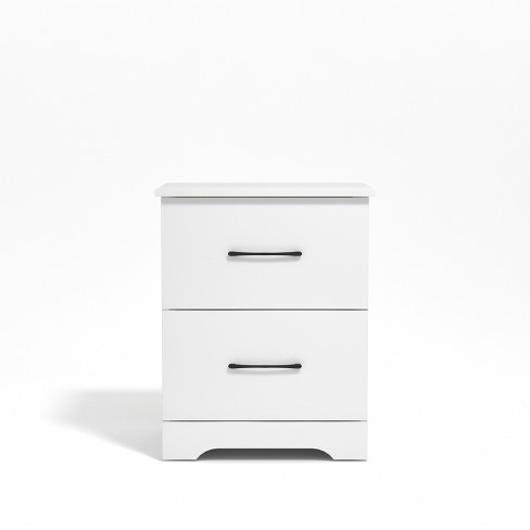 2-Drawer White Nightstands Side Table Bedside Table 18.9 in. H x 15.7