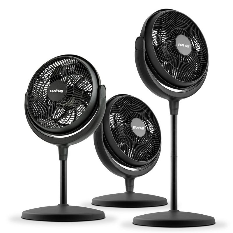 FanFair 2-in-1 Convert Stand Fan to Floor Fan Air Circulator with 3-Speeds for Bedroom, Home, and Office, Black, 1 of 8