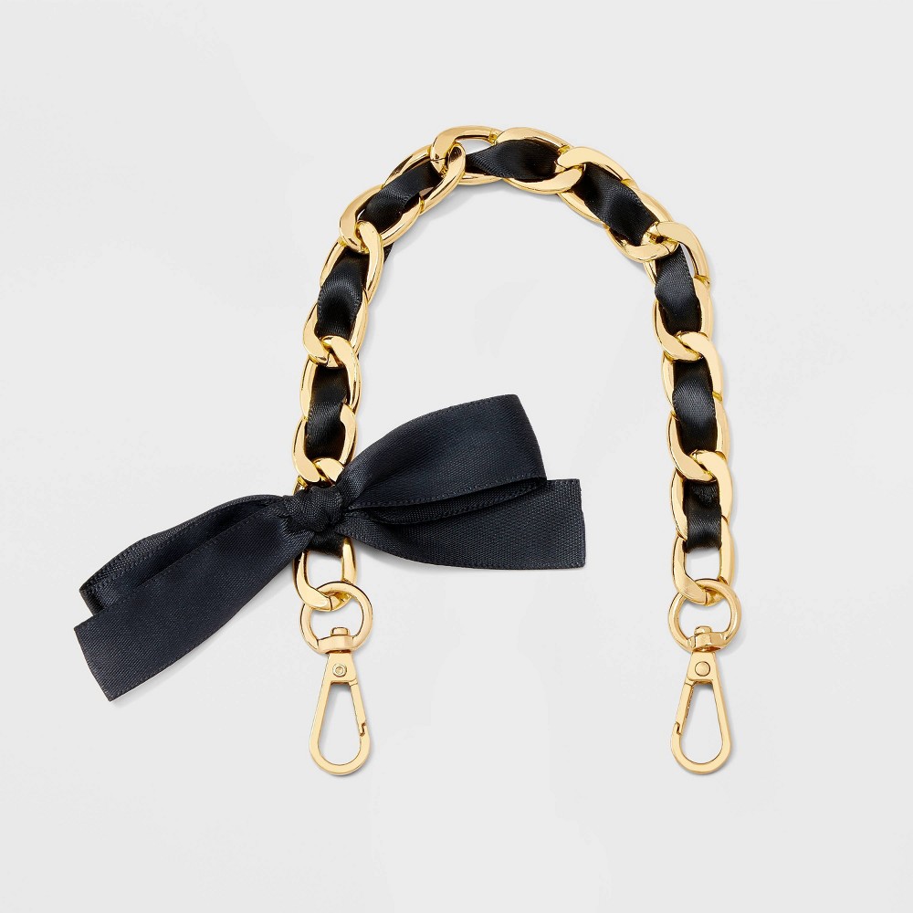 Chain with Bow Ribbon Accessory Wristlet/Phone Strap - A New Day™ Black/Gold (Lot Of 5 Items)