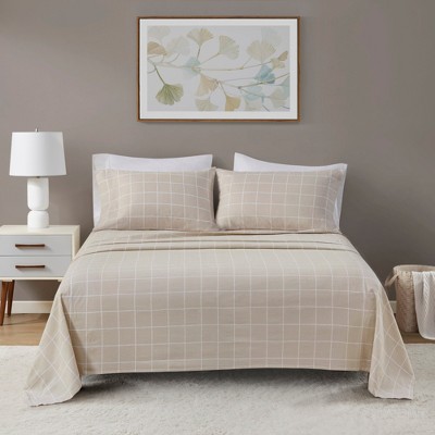 4 Pcs Elegant Oversized Cotton Flannel Sheet Sets, All Season Bedding Set, Cozy Home Textile fits Lux Bedroom Decor