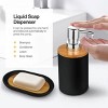 6 Pcs Bamboo and Plastic Bathroom Accessories Sets, Specially Designed for Small Spaces, Toothbrush Cup Bath Accessories Sets Suitable (Black) - 4 of 4