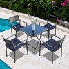 Aoodor 19x19x5 Inch Tufted Outdoor Chair Cushions, Water and Fade Resistant Polyester Dining Chair Pads with Ties for Patio Furniture, Set of 4 - 2 of 4