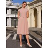 INSPIRE CHIC Women's Mock Neck Cap Sleeve Belted A-Line Midi Pleated Dresses - 2 of 4