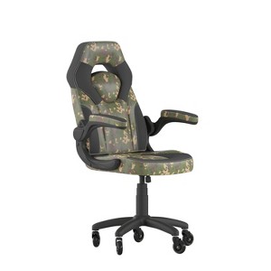 Flash Furniture X10 Gaming Chair Racing Office Computer PC Adjustable Chair with Flip-up Arms and Transparent Roller Wheels - 1 of 4